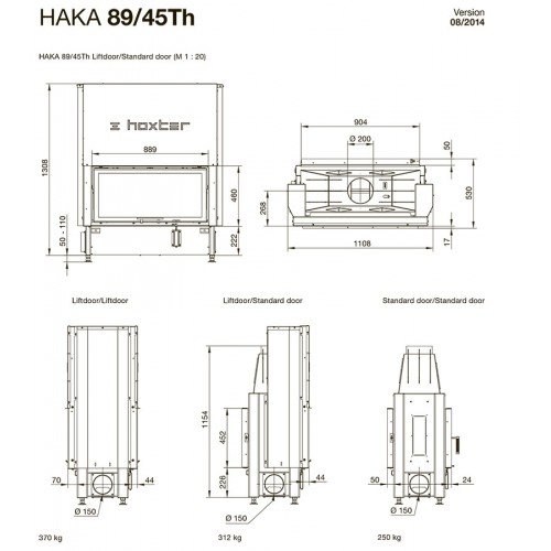 Каминная топка Hoxter Haka 89/45T