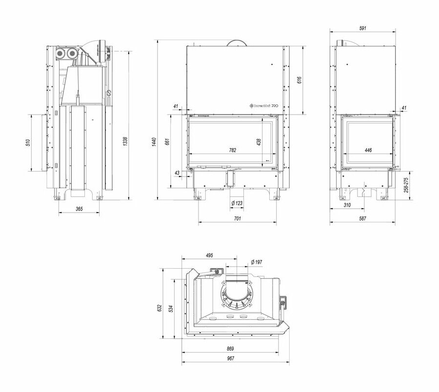 Каминная топка Kratki MBO L/BS/G