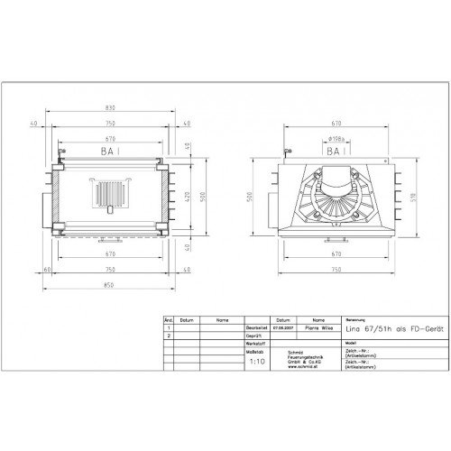Каминная топка Schmid Lina TV 7351 h