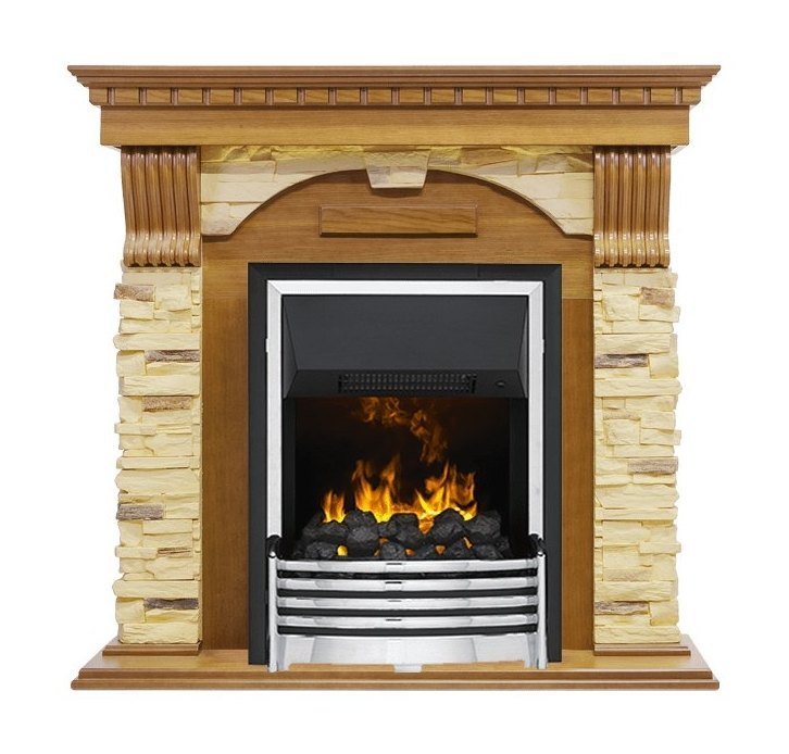 Каминокомплект Dublin -  Дуб / Сланец с очагом Flagstaff