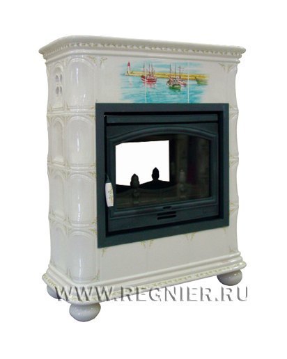 Чугунная изразцовая печь камин Regnier Клеманс / Clemence
