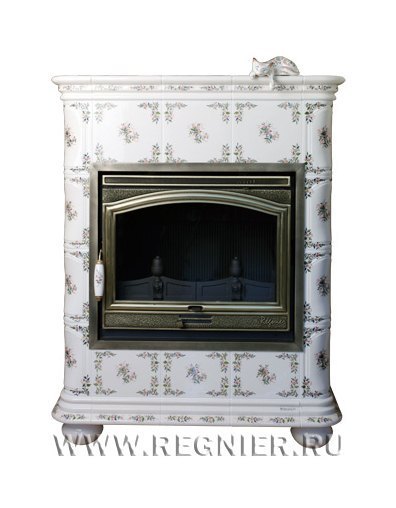 Чугунная изразцовая печь камин Regnier Клеманс / Clemence