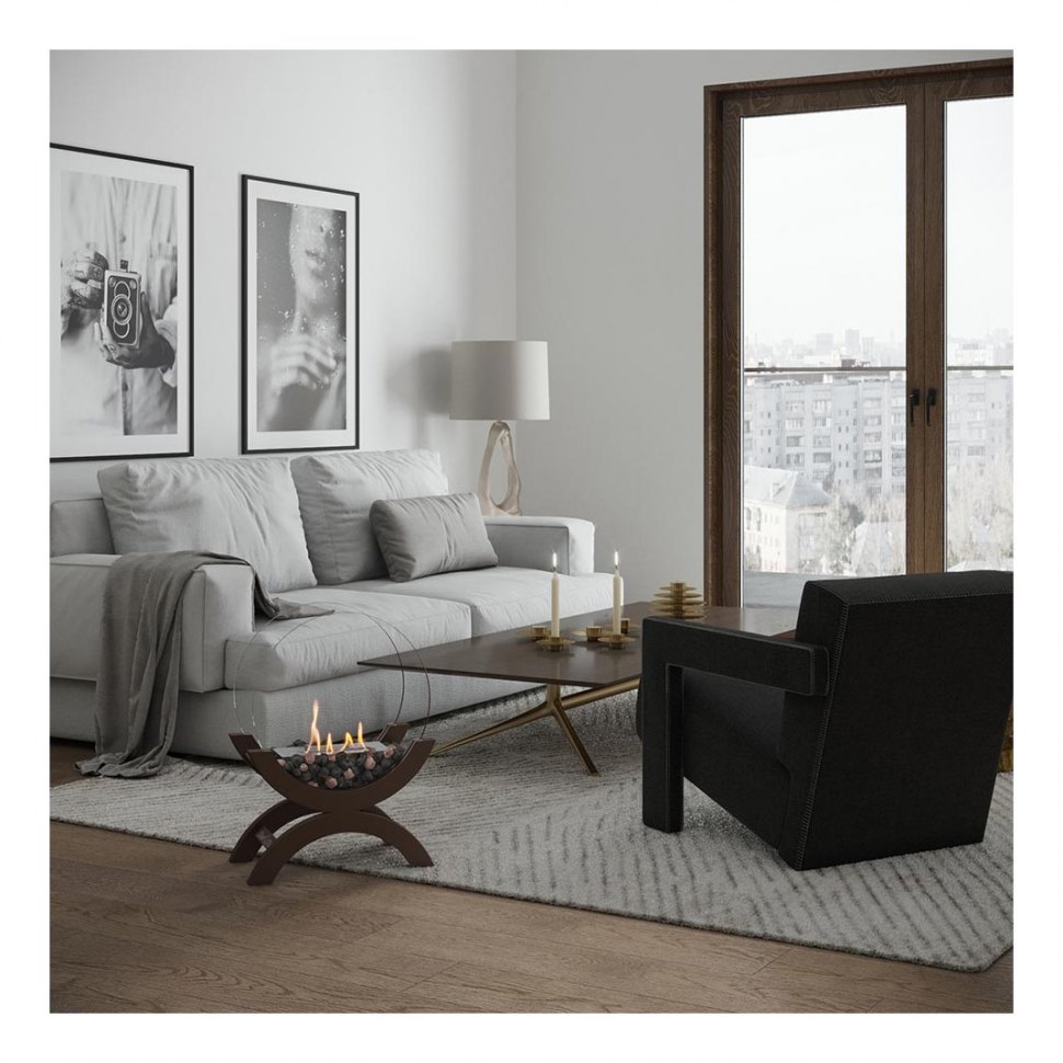 Биокамин напольный SteelHeat WOOD 400 коричневый