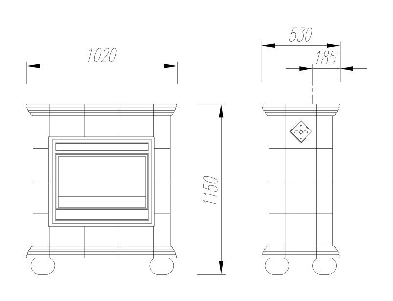 Чугунная изразцовая печь камин Regnier Летиция / Laetitia
