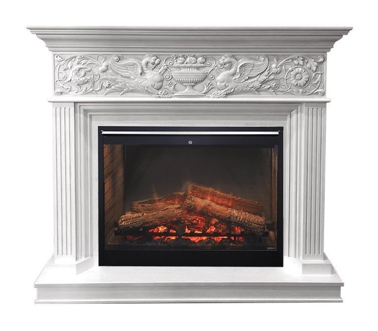 Каминокомплект Palace - Белый с серебром с очагом Symphony 30'' DF3020-INT