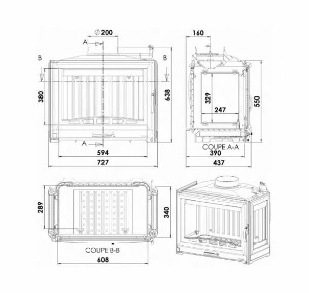 Каминная топка Chazelles D70 DG (3 стекла)