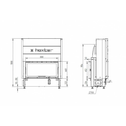 Каминная топка Hoxter Haka 89/45Th (Открытие вверх/вверх)
