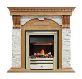 Каминокомплект Dublin - Дуб / Сланец белый с очагом Cavendish