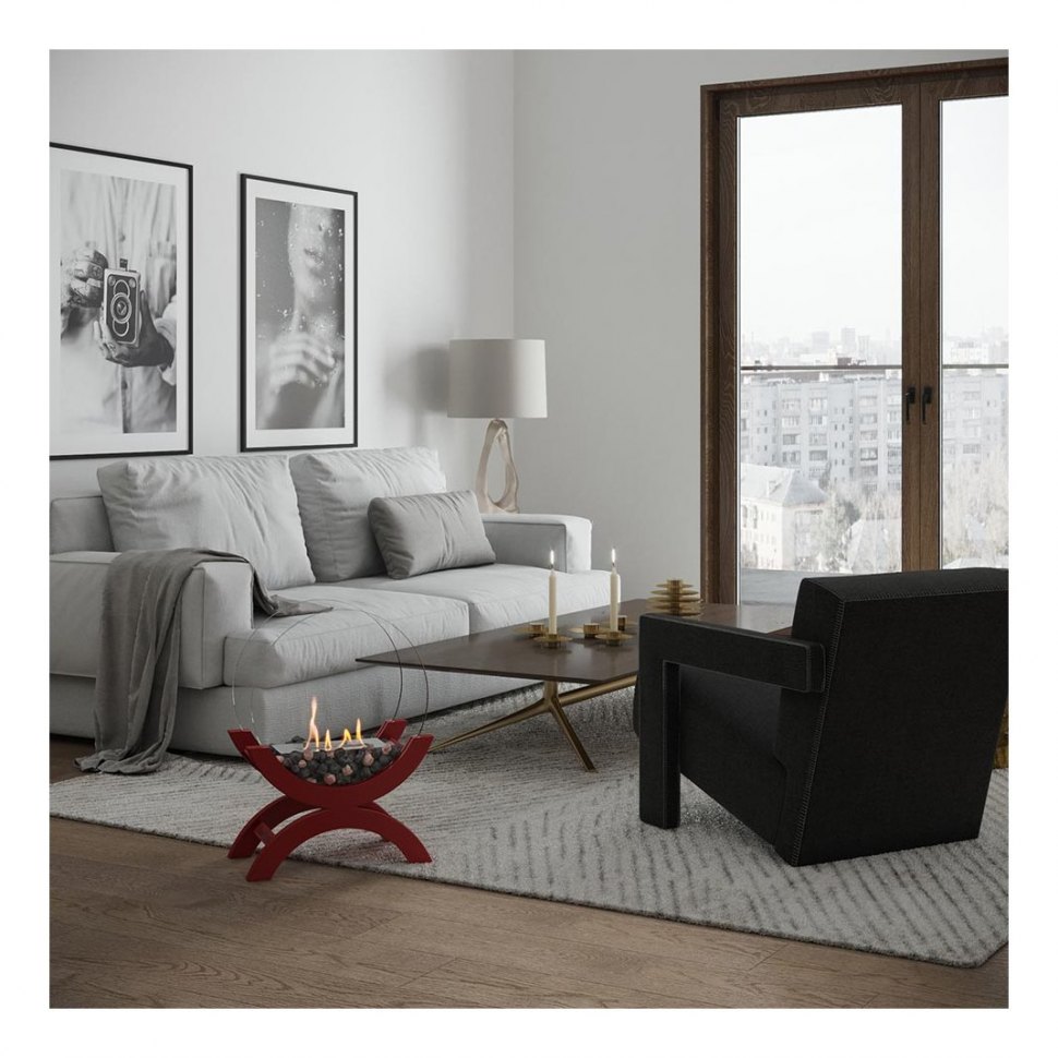 Биокамин напольный SteelHeat WOOD 400 красный