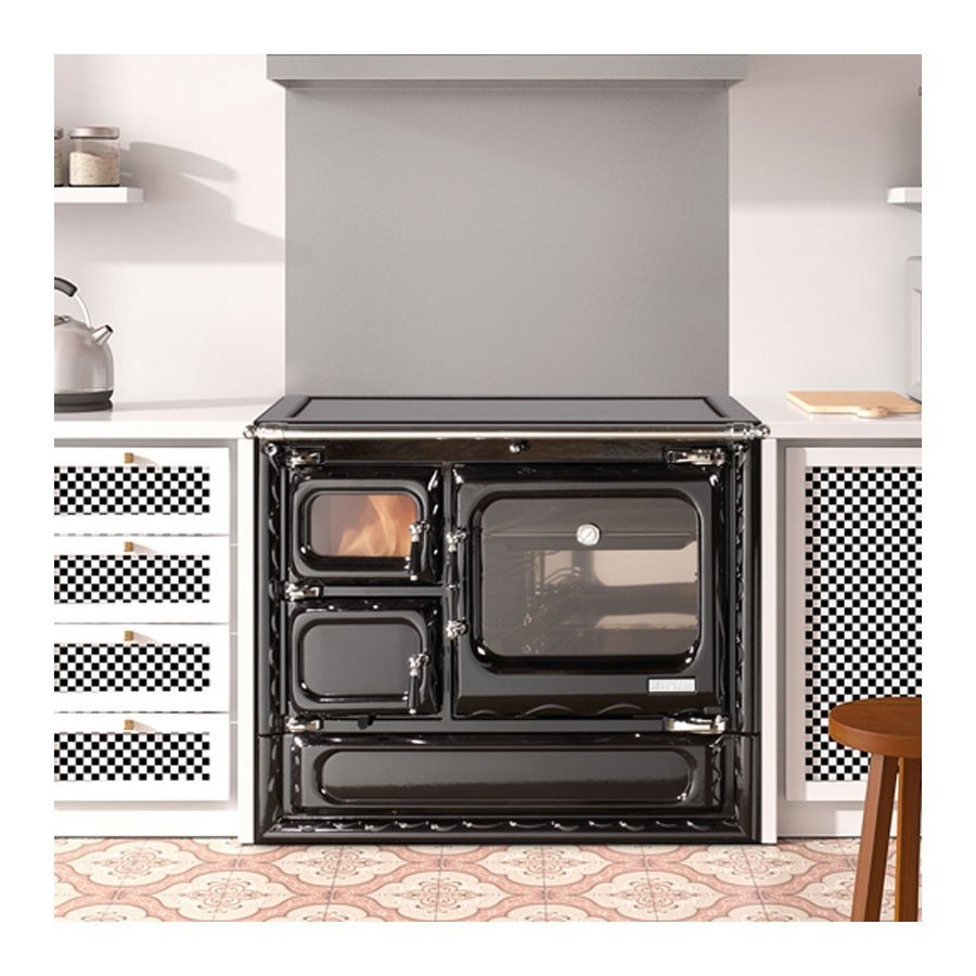 Печь-плита Deva 100 N, стеклокер., хром, черная (Hergom)