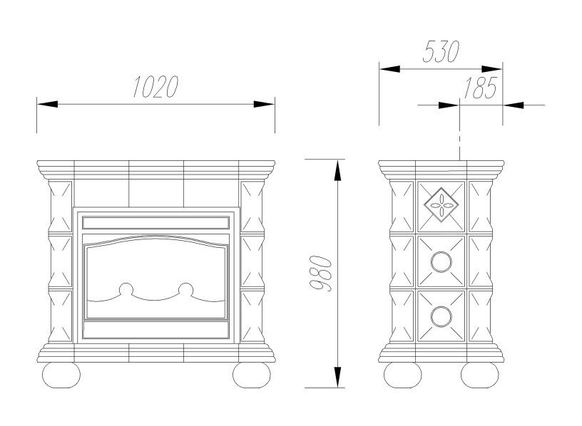 Чугунная изразцовая печь камин Regnier Моника / Monique