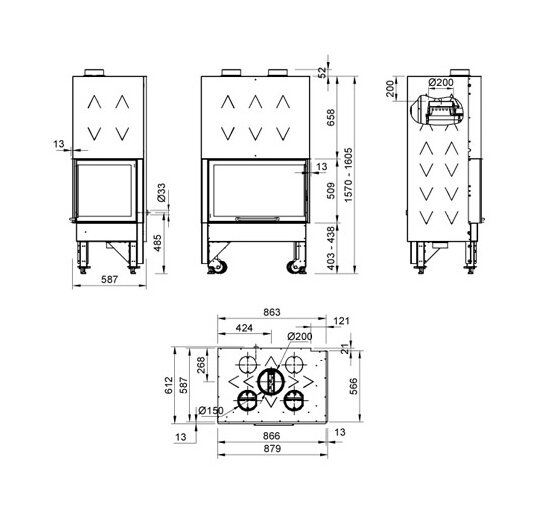 Каминная топка La Nordica Monoblocco 800 Angolo DX