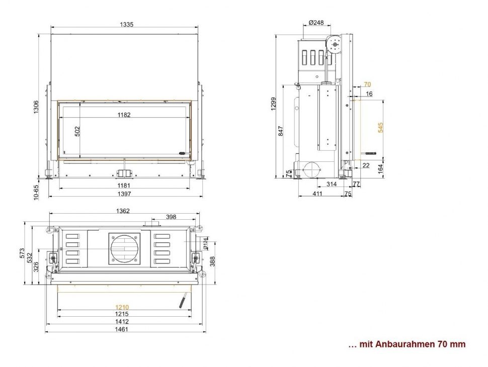 Каминная топка Brunner Architecture 53/121 монтажная рамка 70 мм