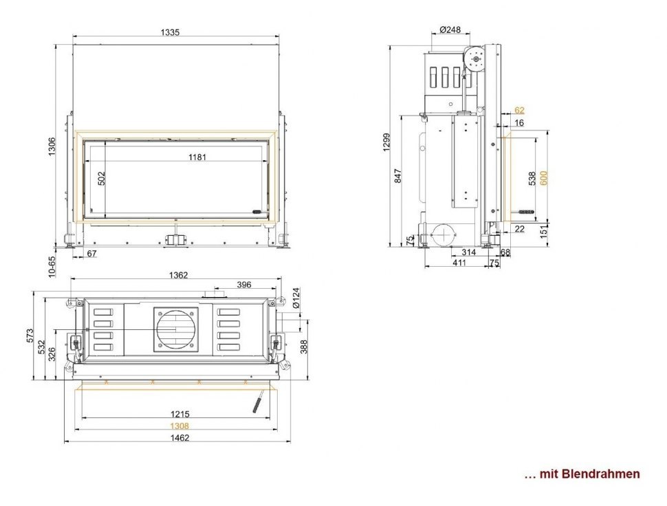 Каминная топка Brunner Architecture 53/121 декоративная рамка