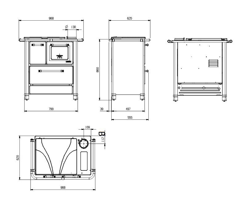 Чугунная отопительно варочная печь La Nordica Romantica 4,5