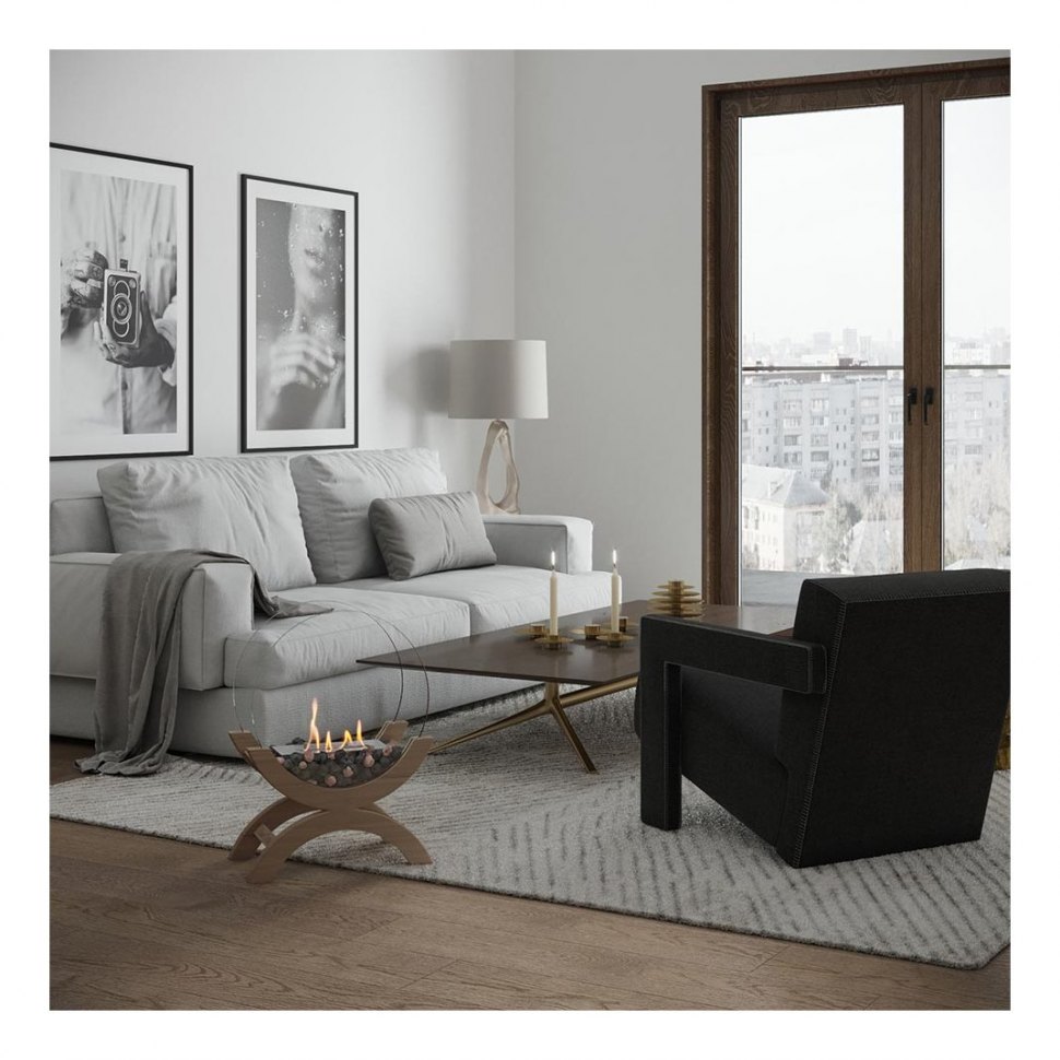 Биокамин напольный SteelHeat WOOD 400 бежевый