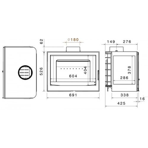 Каминная топка Liseo LCI 007 GFL Flat top (стекло слева) (K7 L)