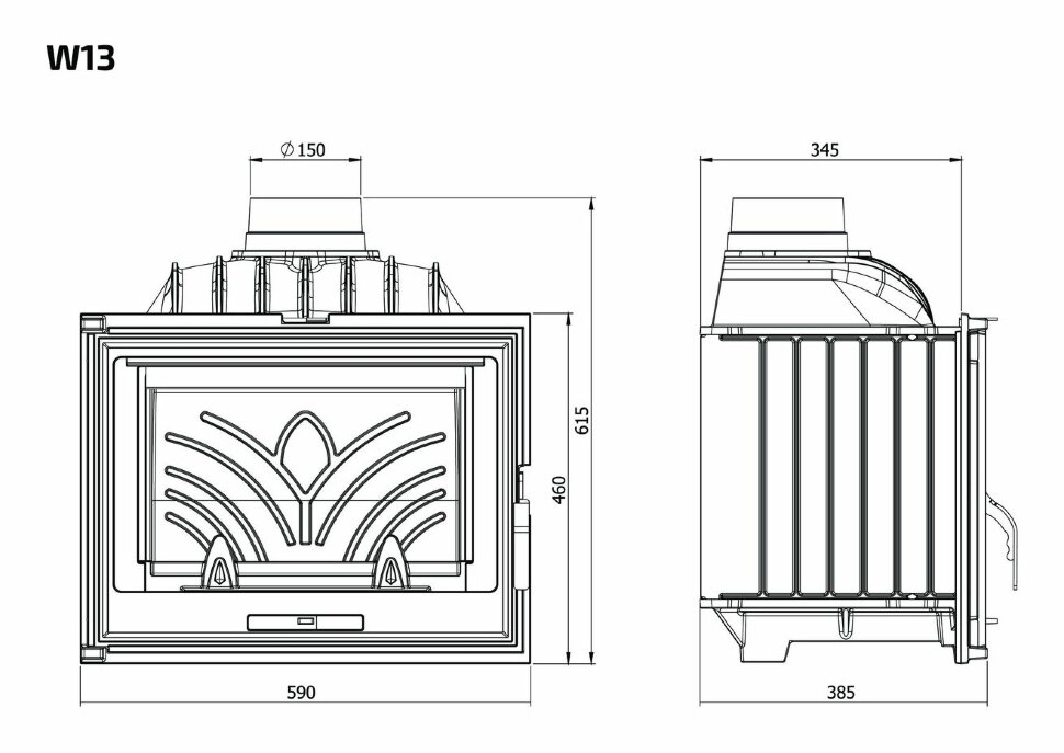 Каминная топка Kaw-Met W13 - 9.5 кВт