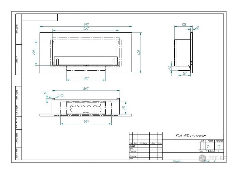 Биокамин ZeFire EF Etude 900 со стеклом