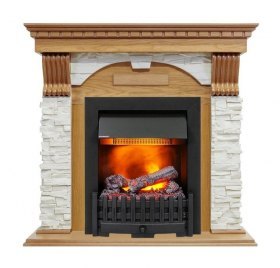 Каминокомплект Dublin - Дуб / Сланец белый с очагом Danville Black FB2