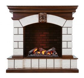 Каминокомплект Tower - Темный дуб / Белый с очагом Cassette 600 NH