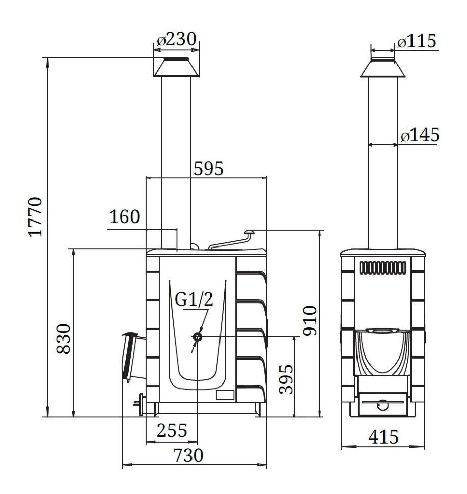 Дровяная печь для бани TMF Скоропарка 2017 Inox ДНС КТК Б антрацит