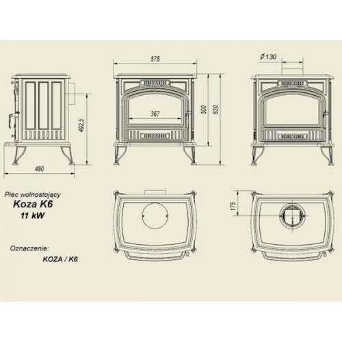 Чугунная печь Kratki Koza K6 (декор дверцы)