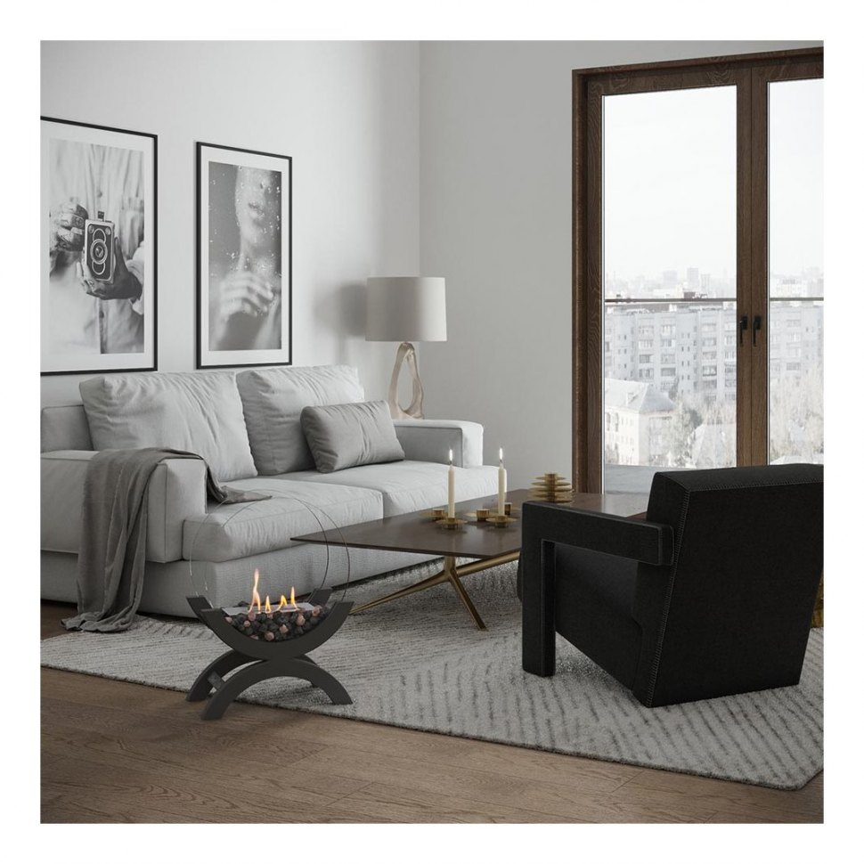 Биокамин напольный SteelHeat WOOD 400 серый