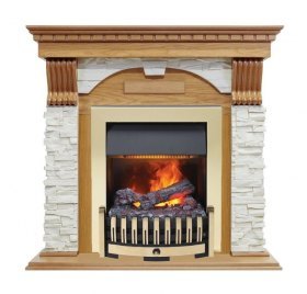 Каминокомплект Dublin - Дуб / Сланец белый с очагом Danville Brass FB2