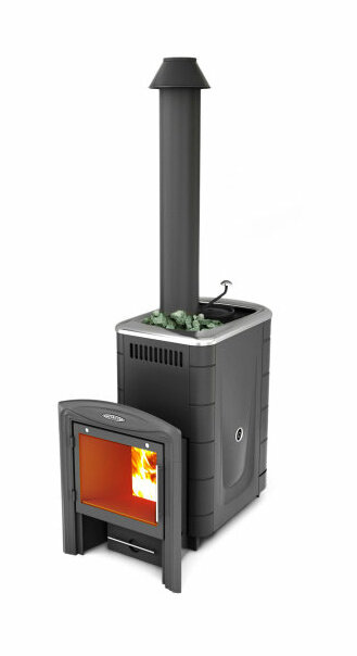 Дровяная печь для бани TMF Скоропарка 2017 Inox Витра Б антрацит