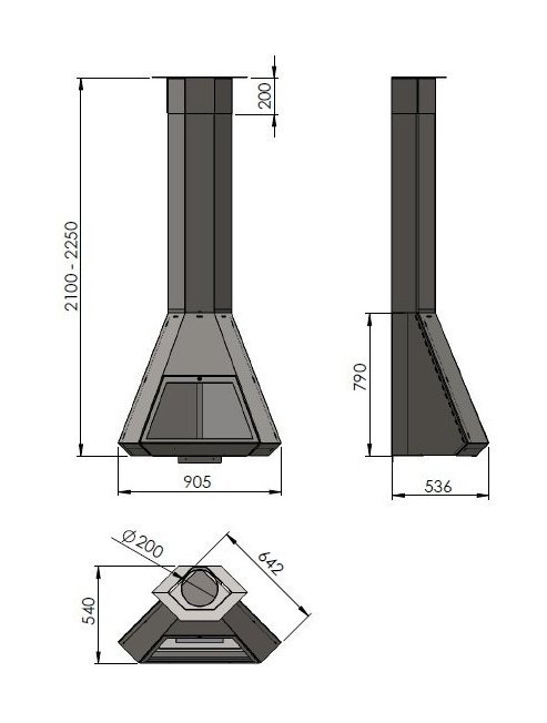 Камин Traforart Arion подвесной, черный