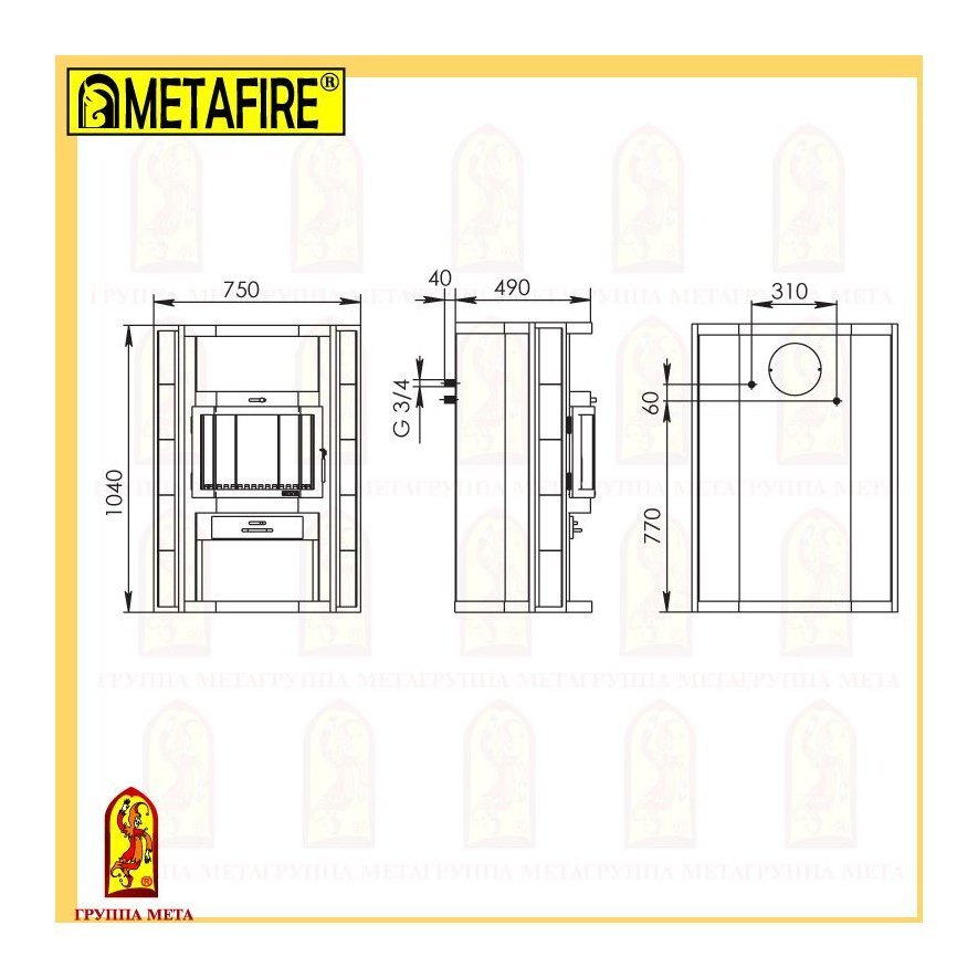 Печь-камин Мета Metafire Печора Аква