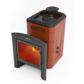 Дровяная печь для бани TMF Гейзер Мини 2016 Carbon Витра ЗК ТО терракота
