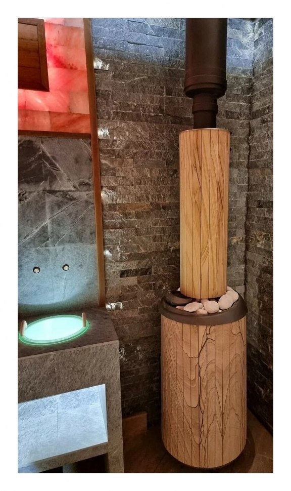 Банная печь Атмосфера XL в ламелях Окаменевшее дерево