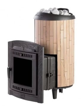 Банная печь Атмосфера XL в ламелях Окаменевшее дерево