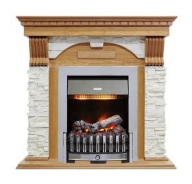 Каминокомплект Dublin - Дуб / Сланец белый с очагом Danville Chrome FB2