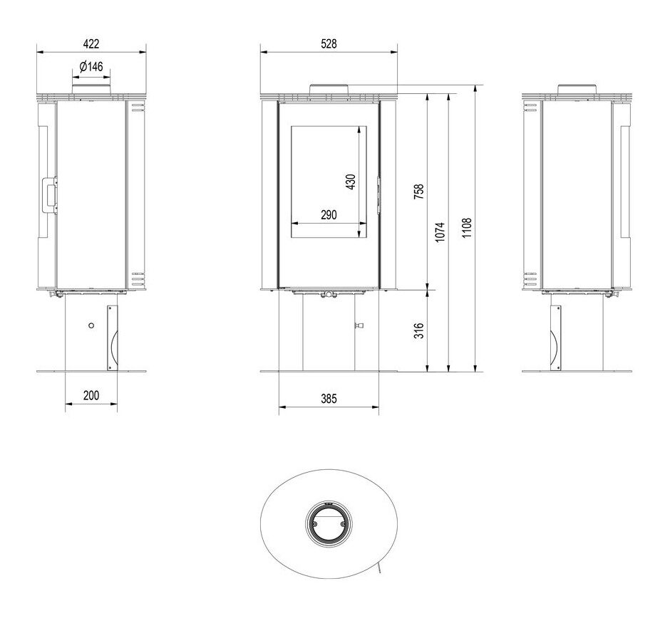 Печь-камин Kratki Koza AB S/N/O/DR
