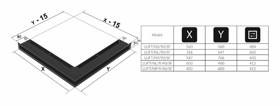 Решетка вентиляционная Luft SF 9 угловая белая