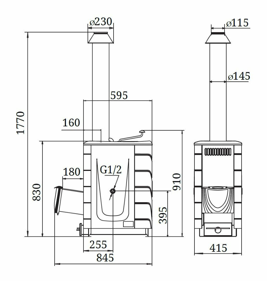 Дровяная печь для бани TMF Скоропарка 2017 Inox ДНC Б антрацит