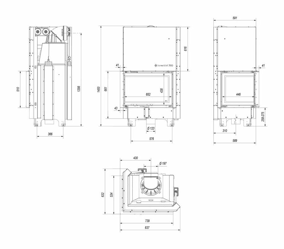 Каминная топка Kratki MBZ L/BS/G