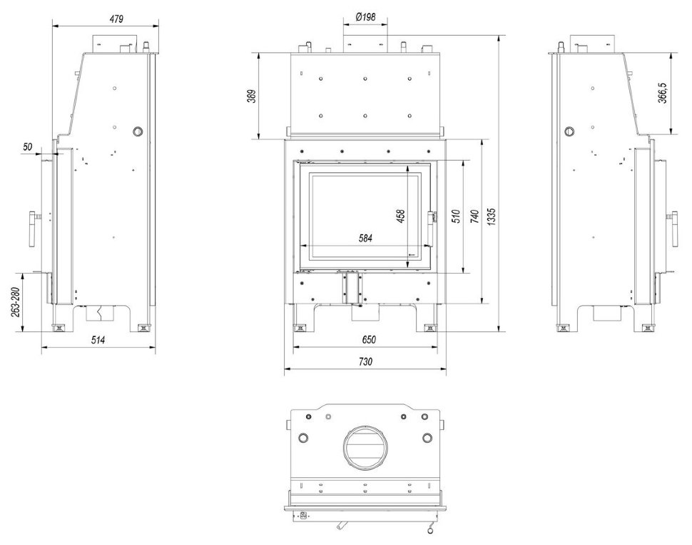 Каминная топка Kratki MBZ PW 13