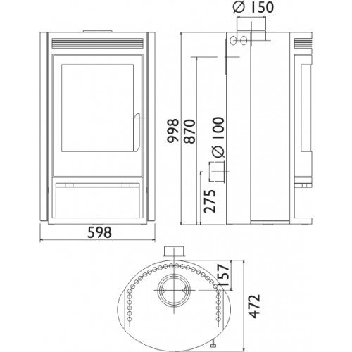 Печь-камин ABX Arktis 6 (черная сталь, бразильский песч. с верх. плитой)