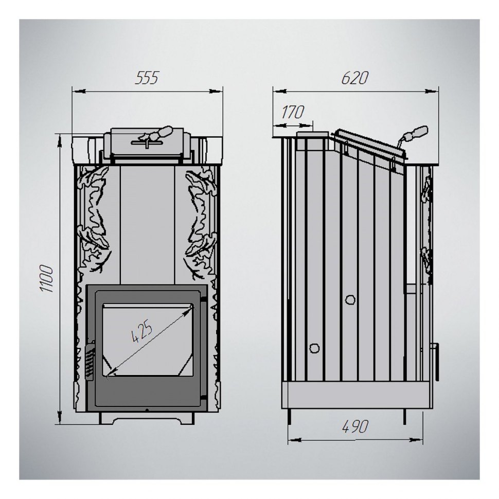 Дровяная печь для бани Варвара Терма Каменка укороченная