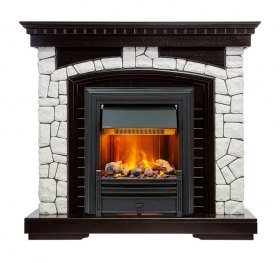Каминокомплект Glasgow - Венге / Белый с очагом Brookline Black