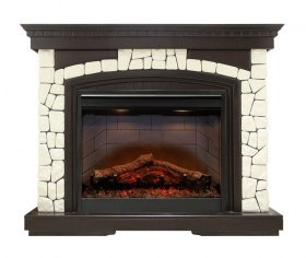 Каминокомплект Glasgow - Темный дуб / Белый (Высота 1100мм) с очагом Symphony 26'' DF2608-INT