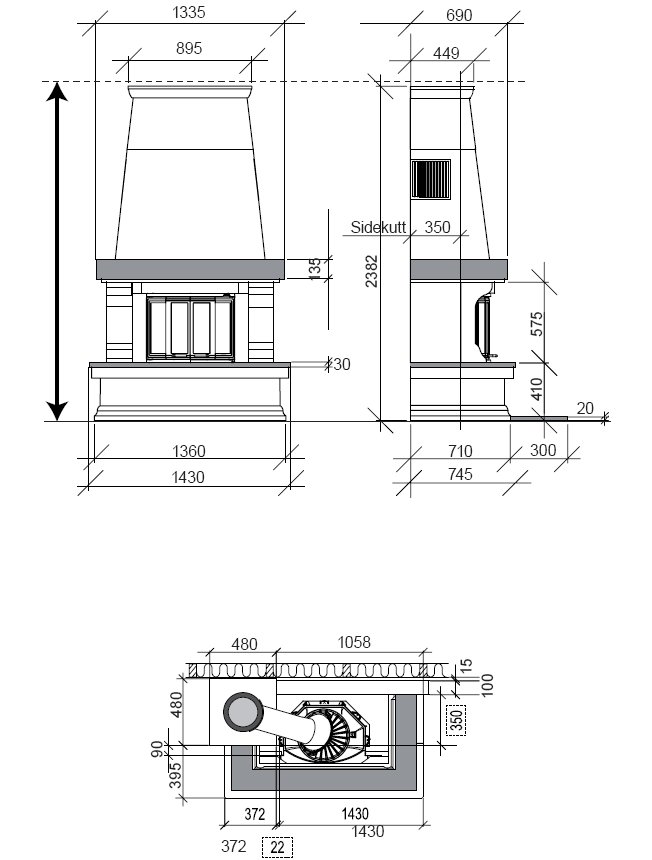 Чугунная печь камин Nordpeis Finse высокая