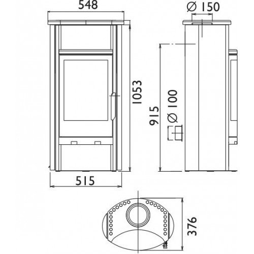 Печь-камин ABX Pori 5, сталь крашенная
