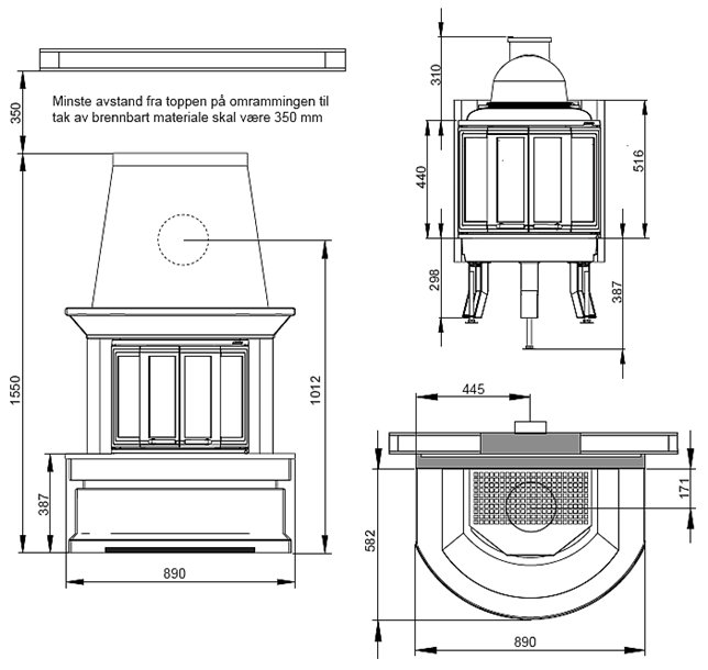 Чугунная печь камин Nordpeis Geilo пристенный