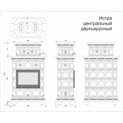 Каминная облицовка КимрПечь Истра центральная двухъярусная Олива