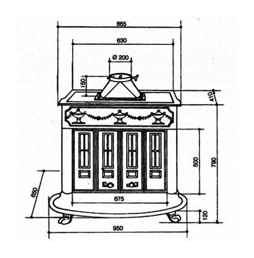 Чугунная печь камин Hergom Franklin 82